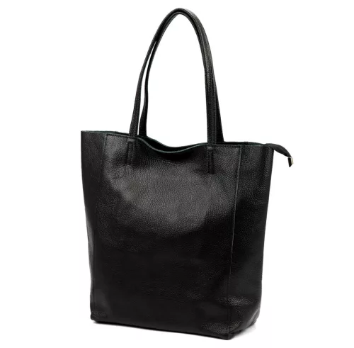 Luka 26-084 fekete női bőr válltáska, shopper 40 x 37 x 13 cm