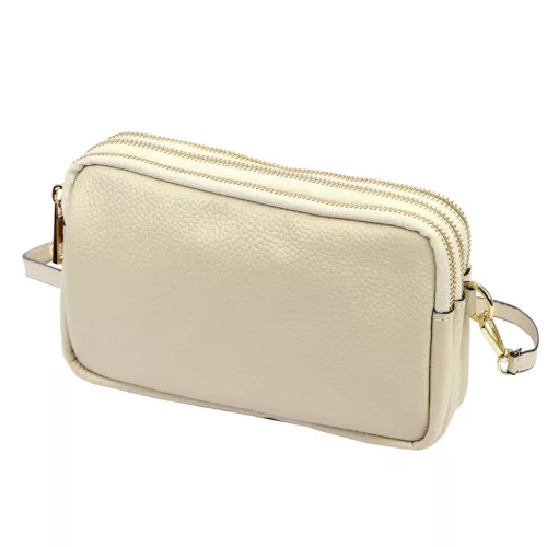 Luka 26-088 bézs női bőr oldaltáska, crossbody 22 x 13 x 7 cm