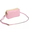 Luka 26-088 pasztell rózsaszín női bőr oldaltáska, crossbody 22 x 13 x 7 cm