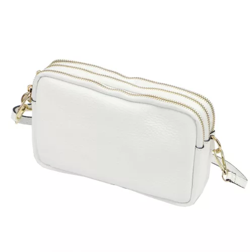 Luka 26-088 fehér női bőr oldaltáska, crossbody 22 x 13 x 7 cm