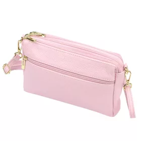   Luka 26-092 pasztell rózsaszín női bőr oldaltáska, crossbody 23 x 15 x 7 cm