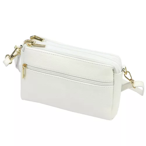 Luka 26-092 fehér női bőr oldaltáska, crossbody 23 x 15 x 7 cm
