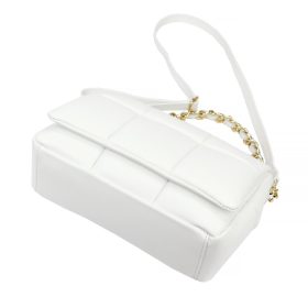   Camilla PREMIUM 10.011 fehér női bőr oldaltáska, láncos kézi fogóval 33 x 20 x 12 cm