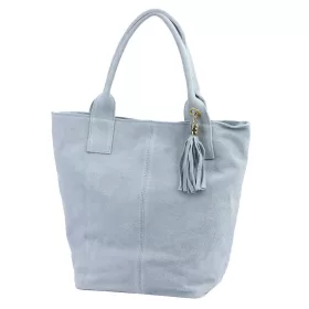   Luka 26-026 babakék női velúr bőr válltáska, shopper 40 x 37 x 13 cm
