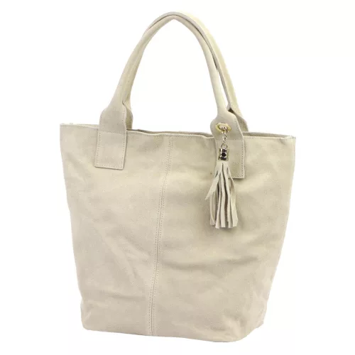 Luka 26-026 bézs női velúr bőr válltáska, shopper 40 x 37 x 13 cm