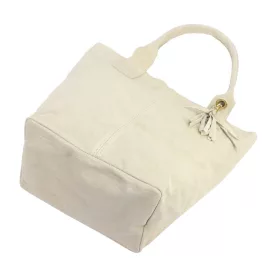   Luka 26-026 bézs női velúr bőr válltáska, shopper 40 x 37 x 13 cm