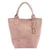 Luka 26-026 púder női velúr bőr válltáska, shopper 40 x 37 x 13 cm