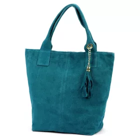  Luka 26-026 türkiz kék női velúr bőr válltáska, shopper 40 x 35 x 18 cm