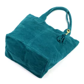   Luka 26-026 türkiz kék női velúr bőr válltáska, shopper 40 x 35 x 18 cm