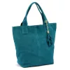 Luka 26-026 türkiz kék női velúr bőr válltáska, shopper 40 x 35 x 18 cm