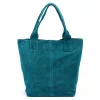 Luka 26-026 türkiz kék női velúr bőr válltáska, shopper 40 x 35 x 18 cm