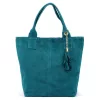 Luka 26-026 türkiz kék női velúr bőr válltáska, shopper 40 x 35 x 18 cm