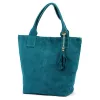 Luka 26-026 türkiz kék női velúr bőr válltáska, shopper 40 x 35 x 18 cm