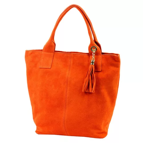 Luka 26-026 narancs női velúr bőr válltáska, shopper 40 x 35 x 18 cm