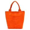 Luka 26-026 narancs női velúr bőr válltáska, shopper 40 x 35 x 18 cm