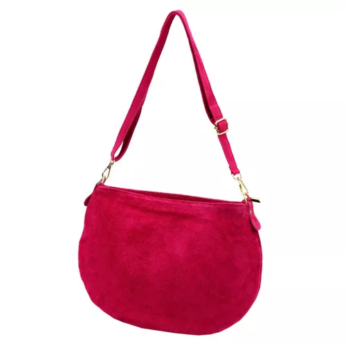 Luka 26-098 magenta női velúr bőr válltáska, oldaltáska 37 x 26 x 5 cm