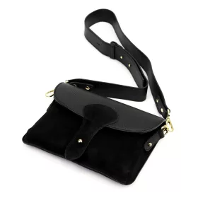   Luka 26-100 D fekete női bőr oldaltáska, crossbody 24.5 x 18 x 6 cm