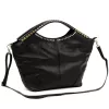 Camilla PREMIUM 10.003 fekete női velúr bőr kézitáska, válltáska 50 x 30 x 12 cm