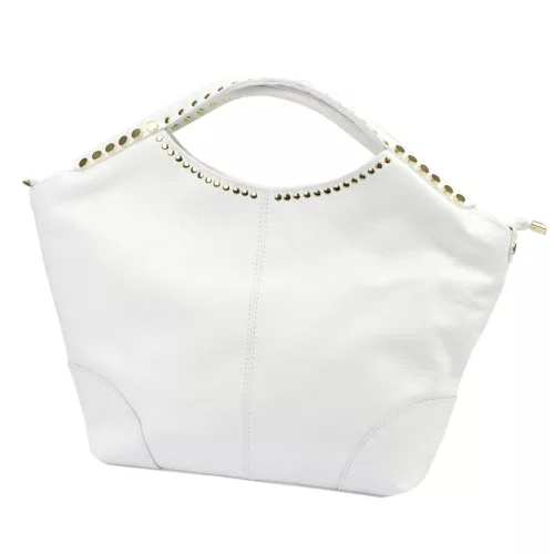 Camilla PREMIUM 10.003 fehér női velúr bőr kézitáska, válltáska 50 x 30 x 12 cm