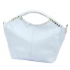 Camilla PREMIUM 10.003 világoskék női velúr bőr kézitáska, válltáska 50 x 30 x 12 cm