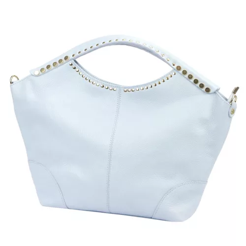 Camilla PREMIUM 10.003 világoskék női velúr bőr kézitáska, válltáska 50 x 30 x 12 cm