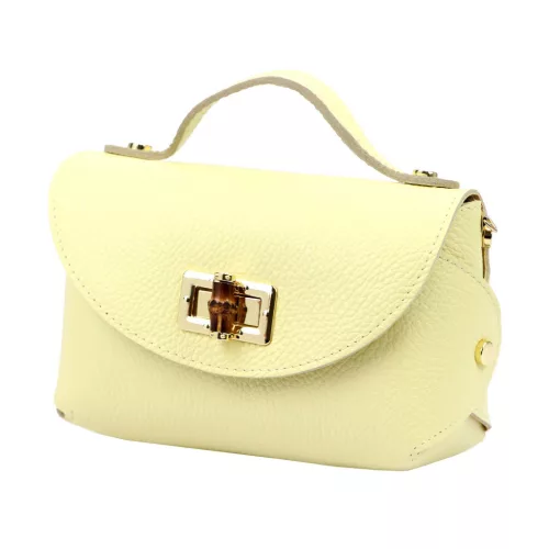 Luka 26-106 halvány sárga női bőr kisméretű kézitáska, crossbody 19 x 13 x 9 cm