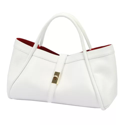Camilla PREMIUM 10.012 fehér női bőr kézitáska 36 x 22 x 18 cm