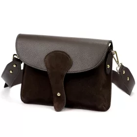   Luka 26-100 D sötétbarna női bőr oldaltáska, crossbody 24.5 x 18 x 6 cm