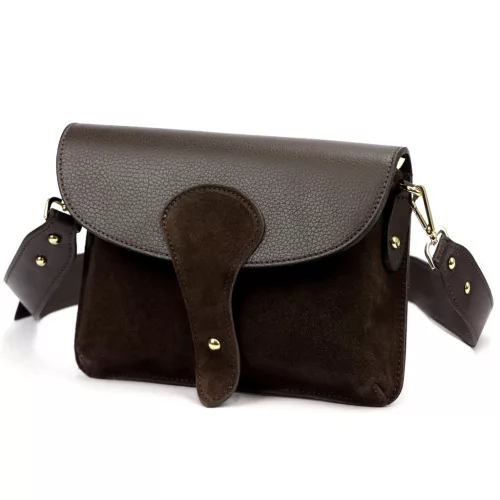 Luka 26-100 D sötétbarna női bőr oldaltáska, crossbody 24.5 x 18 x 6 cm