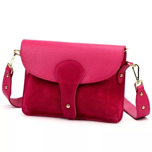 Luka 26-100 D magenta női bőr oldaltáska, crossbody 24.5 x 18 x 6 cm