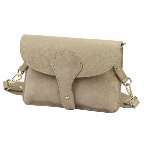 Luka 26-100 D taupe női bőr oldaltáska, crossbody 24.5 x 18 x 6 cm