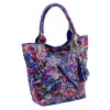 Luka 26-026 MOT kék pillangó mintás női bőr válltáska, shopper 40 x 35 x 18 cm