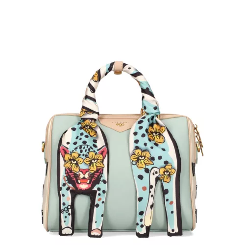 EGO ECS0032WF 050026WL világoskék tigris mintás női bőr kézitáska, oldaltáska 30 x 10 x 24 cm