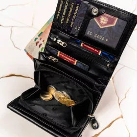   Peterson PTN SET-D-02-KCS fekete női bőr pénztárca 12.5 x 8.5 x 3.5 cm