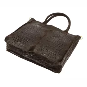   Luka 26-167 CROCO barna női bőr kézitáska, válltáska 40 x 35 x 8 cm