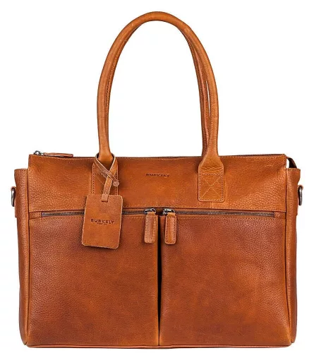Burkely Antique Avery konyak barna női bőr laptoptáska, válltáska 15,6"