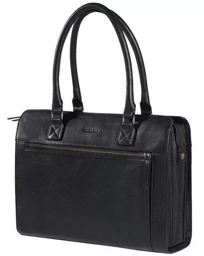 Burkely Antique Avery fekete női bőr laptoptáska, válltáska 14"