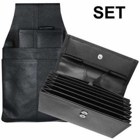   Choice uniszex fekete bőr brifkó, pénztárca és tartó szett