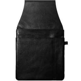   Uniszex fekete bőr pincértárca, brifkó tartó 15,5 × 25 cm