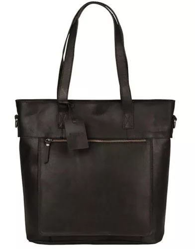 Burkely Vintage Jade fekete színű női bőr válltáska, shopper, 14" laptoptartóval
