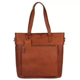   Burkely Vintage Jade konyak színű női bőr válltáska, shopper, laptop táska 14"