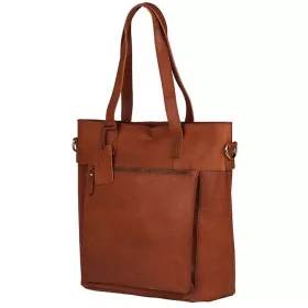   Burkely Vintage Jade konyak színű női bőr válltáska, shopper, laptop táska 14"