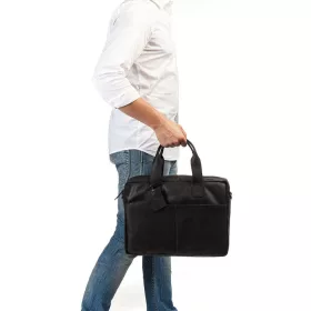   Burkely Vintage River fekete bőr laptoptartós, oldaltáska 15,6''