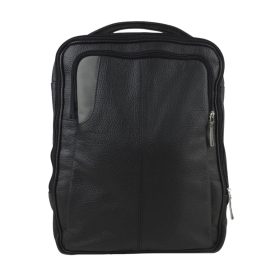   Blázek & Anni fekete bőr hátizsák, laptop hátizsák 30 x 37 x 8 cm