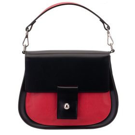   Blázek & Anni női, fekete-piros selyemfényű bőr prémium oldaltáska, válltáska 25 x 20,5 cm