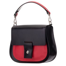   Blázek & Anni női, fekete-piros selyemfényű bőr prémium oldaltáska, válltáska 25 x 20,5 cm