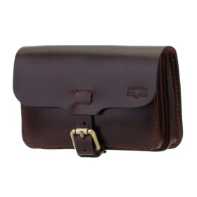   Blázek & Anni nagyméretű selyemfényű barna bőr övtáska 18 x 12 cm