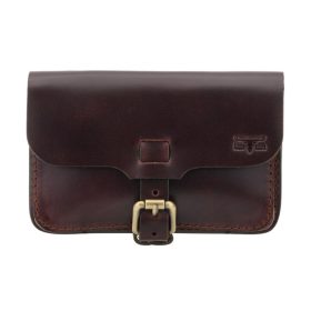  Blázek & Anni nagyméretű selyemfényű barna bőr övtáska 18 x 12 cm