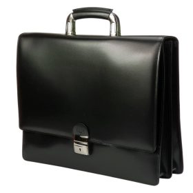   Blázek & Anni fekete merevfogós bőr aktatáska 40 x 30 x 11 cm