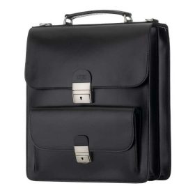   Blázek & Anni elöl zsebes fekete férfi bőr oldaltáska 32 x 29 cm